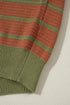 Stripe Trimmed Round Neck Drop Shoulder Loose Sweater